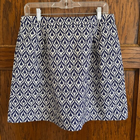 J. Crew Dresses & Skirts - J. Crew Navy Blue Patterned Skirt, Pockets, Size 8